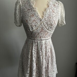 Skies Are Blue White Lace Dress - XS